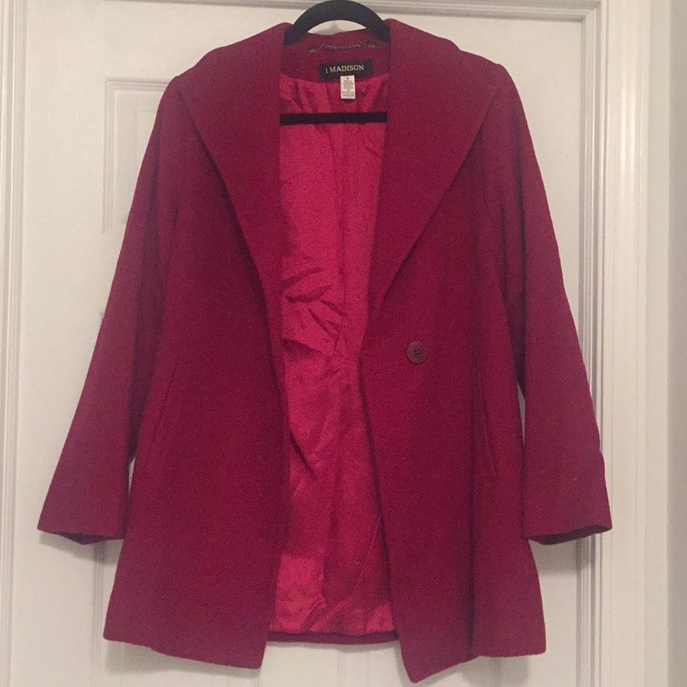 1 Madison Wool Blend Maroon Coat in Size 2
